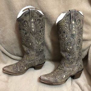 Corral Brown Carter Bone inlay & stud cowgirl boot